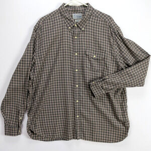Lucky Brand Plaid Brushed Cotton Button Down Shirt Men’s XXL Gray Rust Workwear